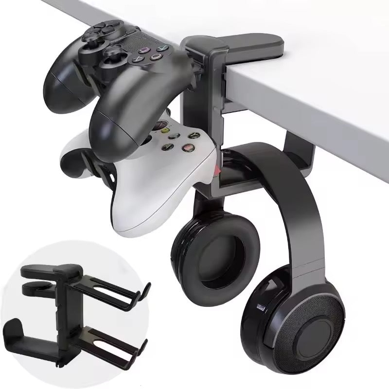 3-in-1 Gaming Headphone Stand - Adjustable Desk Mount with Controller Hook
