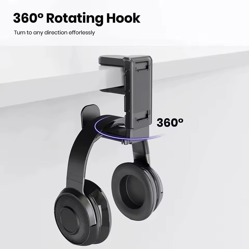 3-in-1 Gaming Headphone Stand - Adjustable Desk Mount with Controller Hook