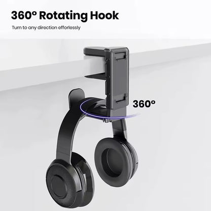 3-in-1 Gaming Headphone Stand - Adjustable Desk Mount with Controller Hook